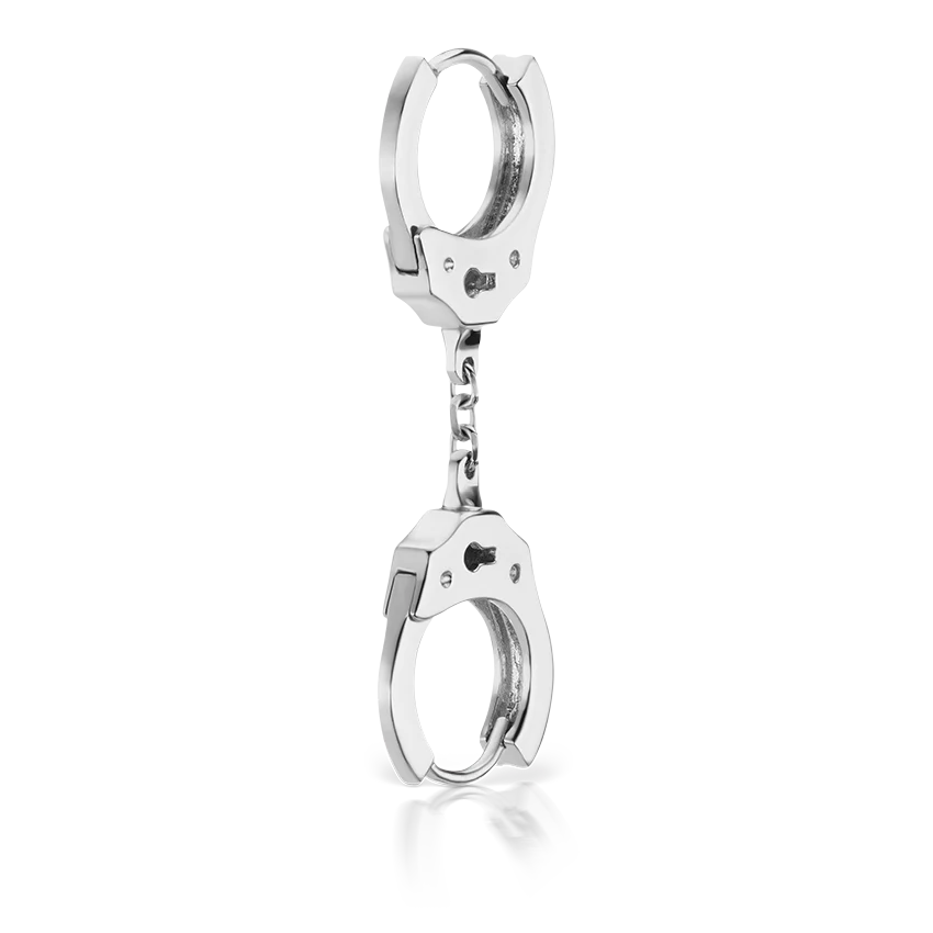 Handcuff Hoop Earring with Short Chain - Image 4