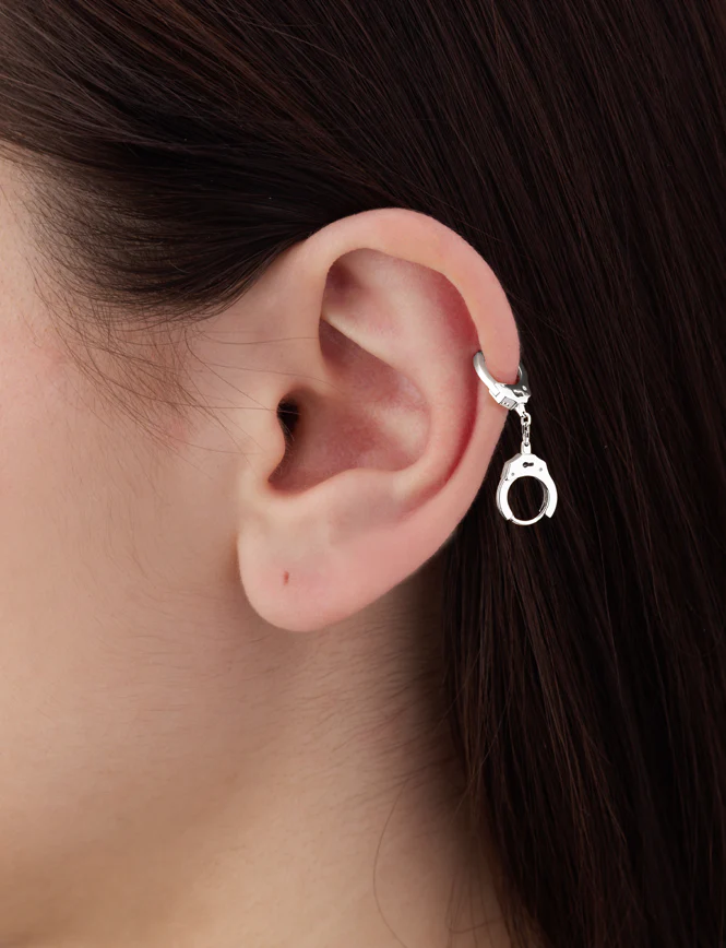 Handcuff Hoop Earring with Short Chain - Image 7