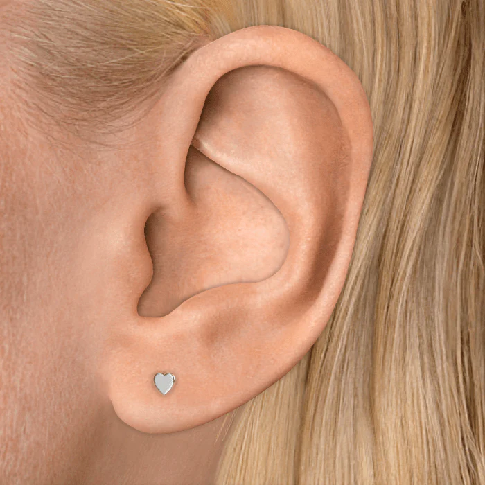 Heart Threaded Stud Earring With Titanium Backing - Image 12