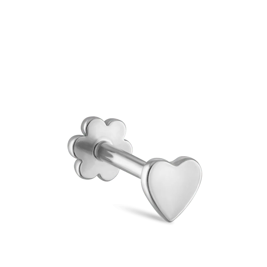 Heart Threaded Stud Earring With Titanium Backing - Image 2
