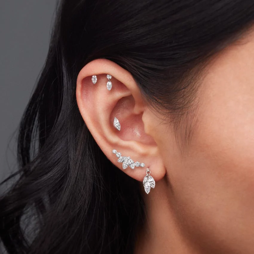 Invisible Diamond Lotus Open Garland Ear Climber - Image 14