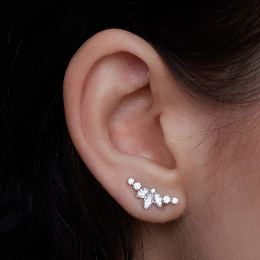 Invisible Diamond Lotus Open Garland Ear Climber - Image 20
