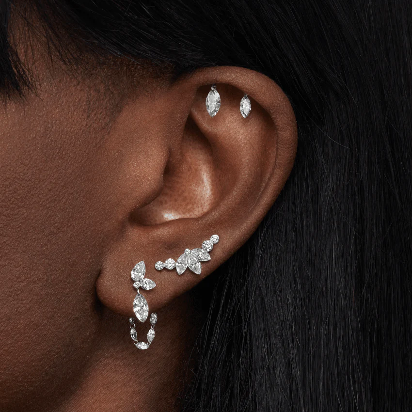 Invisible Diamond Lotus Open Garland Ear Climber - Image 3