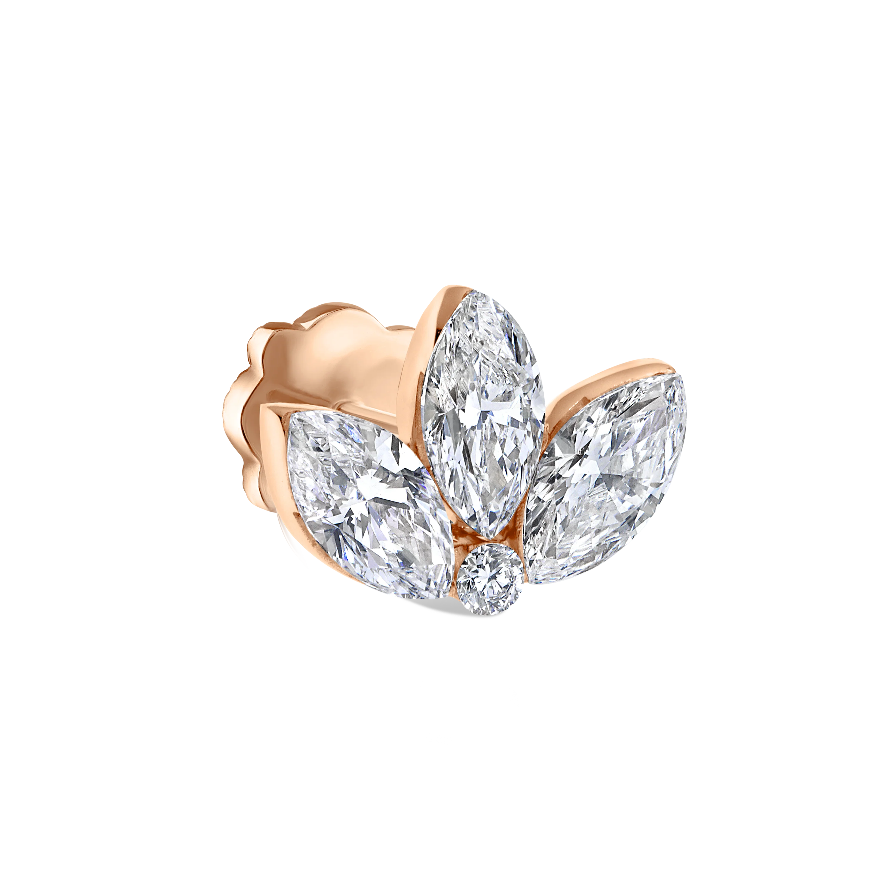Invisible Diamond Lotus Threaded Stud Earring - Image 3
