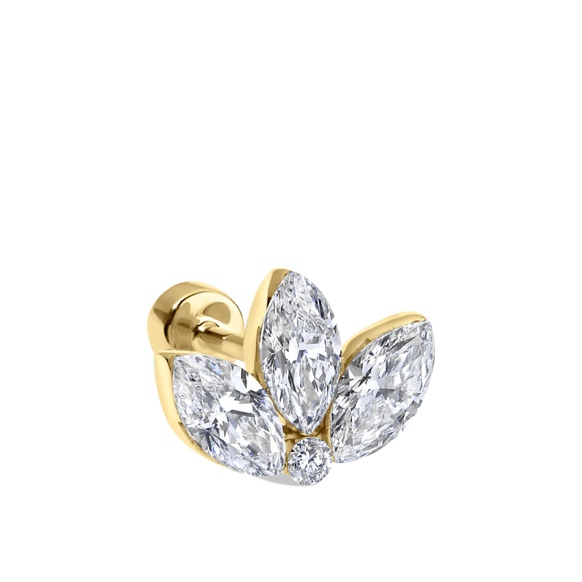 Invisible Diamond Lotus Threaded Stud Earring - Image 23