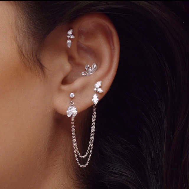 Invisible Diamond Lotus Threaded Stud Earring - Image 26
