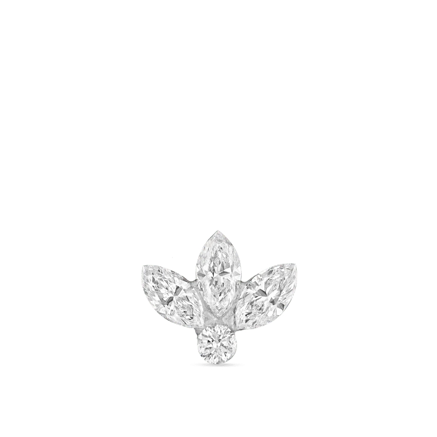 Invisible Diamond Lotus Threaded Stud Earring - Image 3