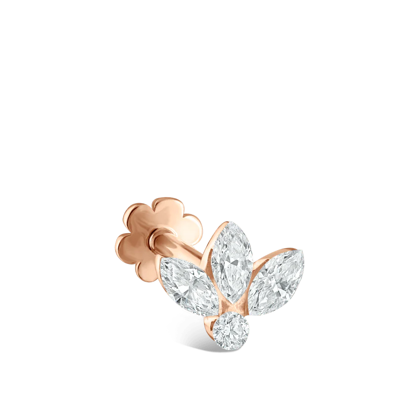 Invisible Diamond Lotus Threaded Stud Earring - Image 30