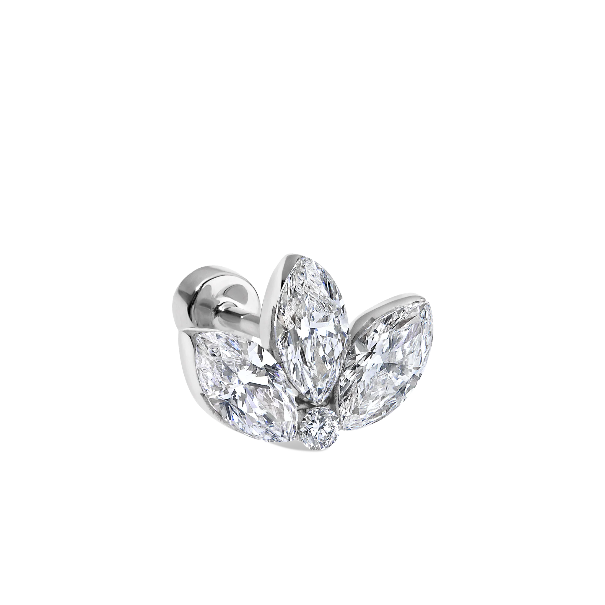 Invisible Diamond Lotus Threaded Stud Earring - Image 40