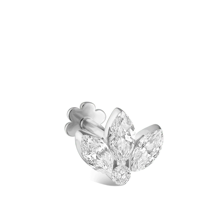 Invisible Diamond Lotus Threaded Stud Earring - Image 6