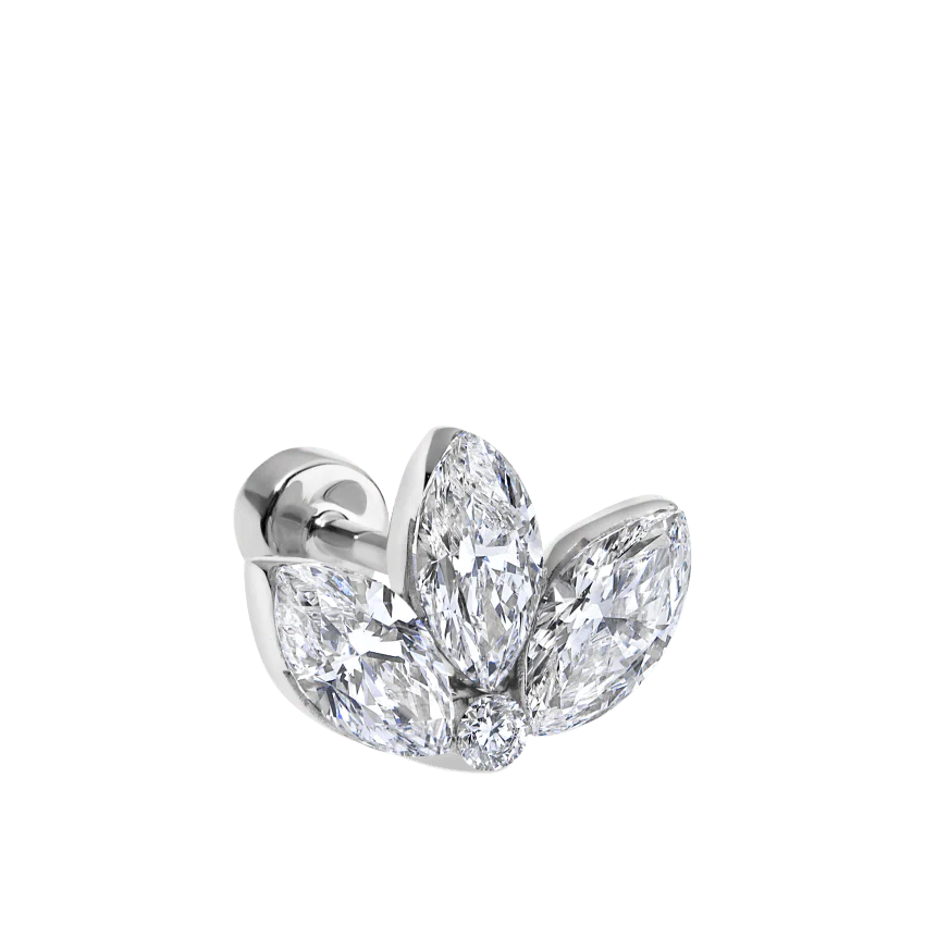 Invisible Diamond Lotus Threaded Stud Earring - Image 9