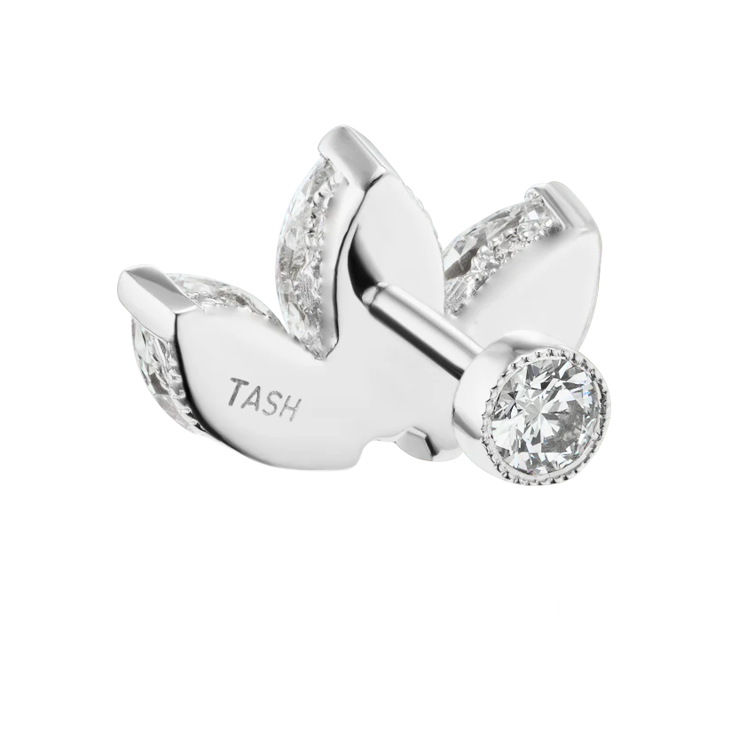 Invisible Diamond Lotus Threaded Stud Earring With Titanium Backing - Image 11