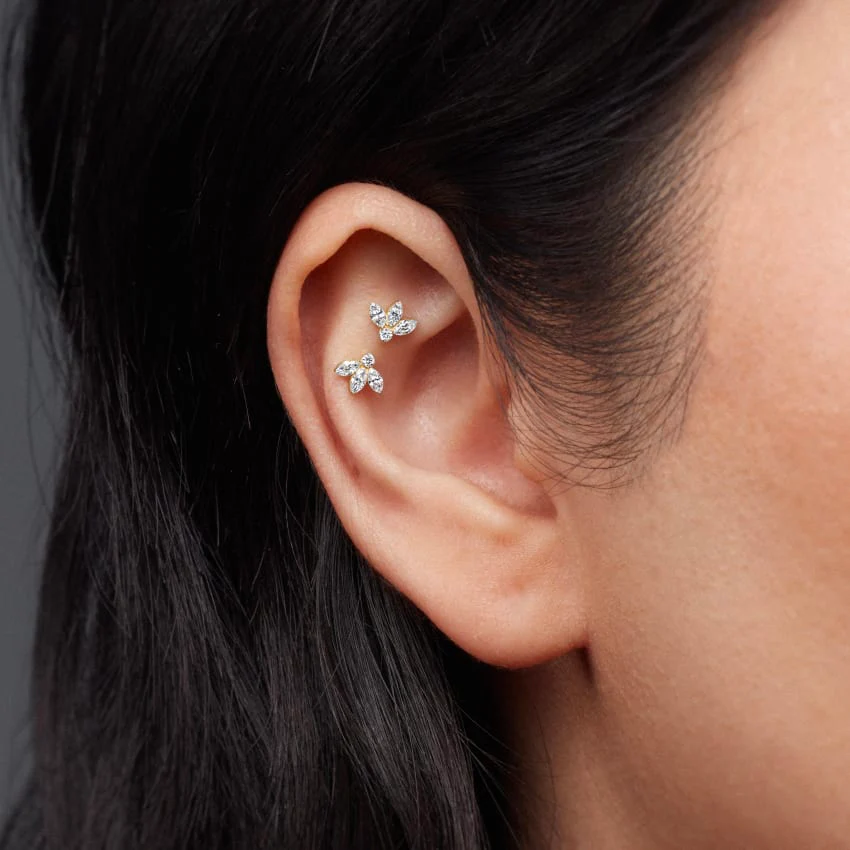 Invisible Diamond Lotus Threaded Stud Earring With Titanium Backing - Image 19