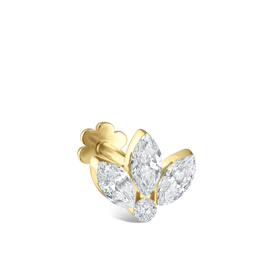 Invisible Diamond Lotus Threaded Stud Earring With Titanium Backing - Image 21