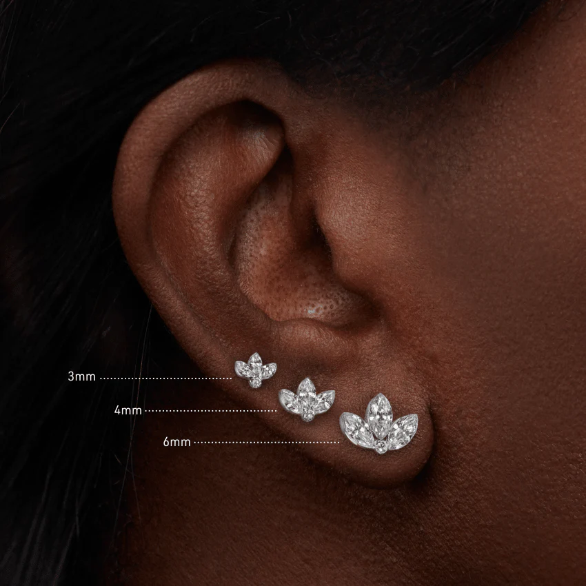 Invisible Diamond Lotus Threaded Stud Earring With Titanium Backing - Image 23