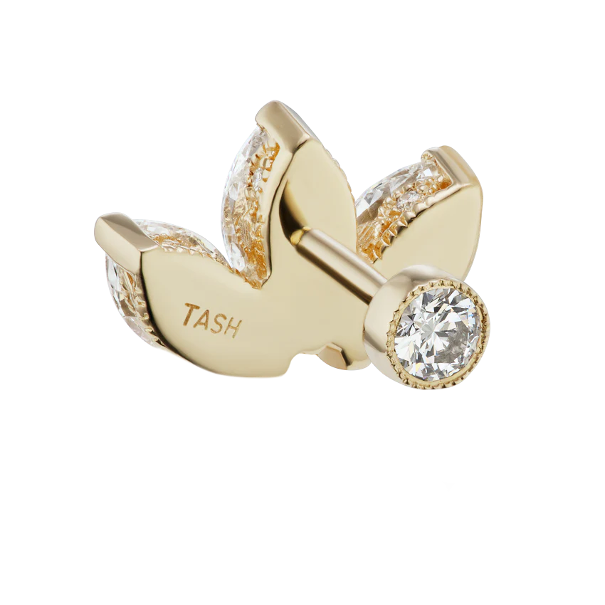 Invisible Diamond Lotus Threaded Stud Earring With Titanium Backing - Image 25