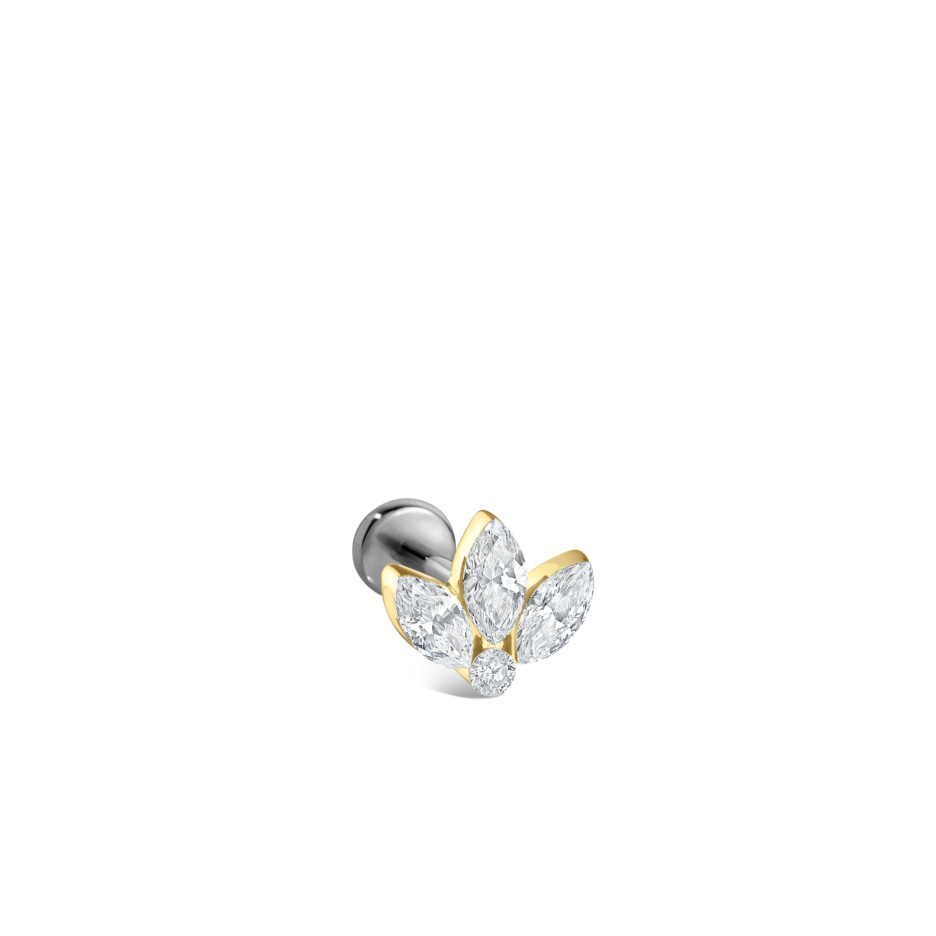 Invisible Diamond Lotus Threaded Stud Earring With Titanium Backing - Image 43