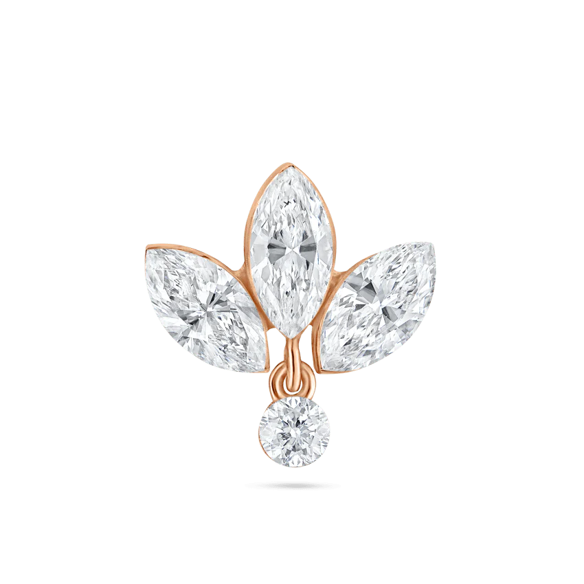 Invisible Diamond Lotus with Dangle Threaded Stud Earring - Image 12