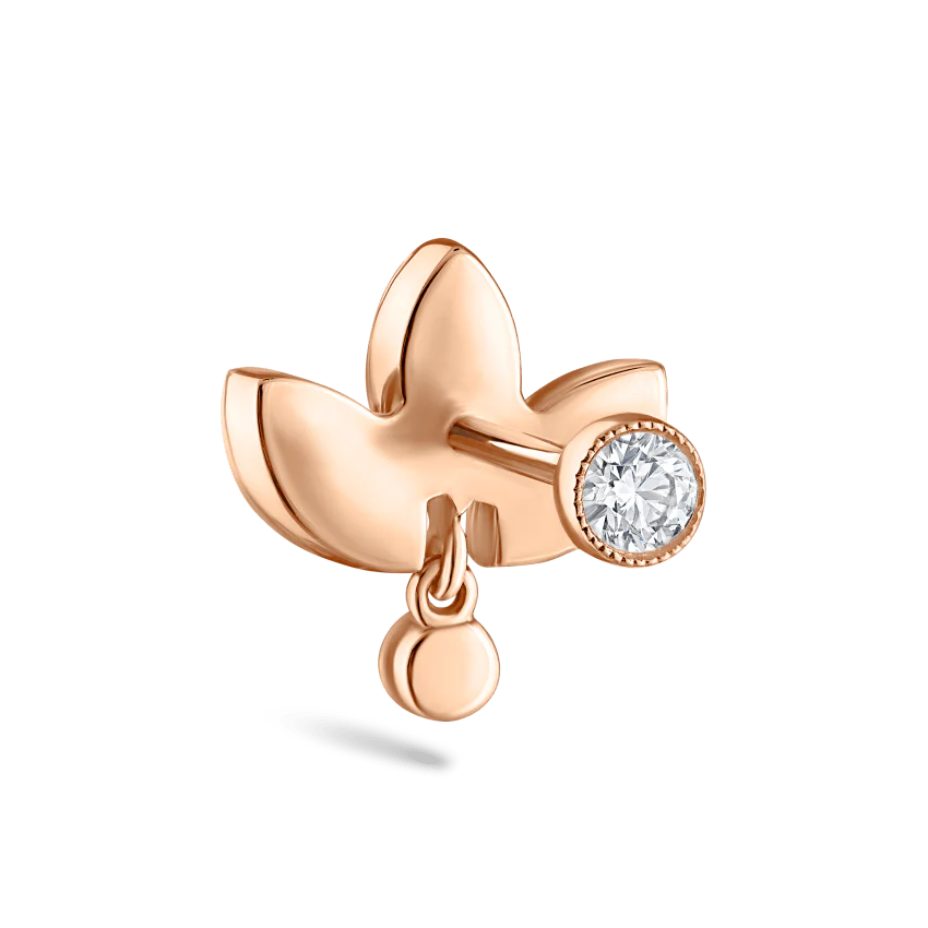 Invisible Diamond Lotus with Dangle Threaded Stud Earring - Image 13