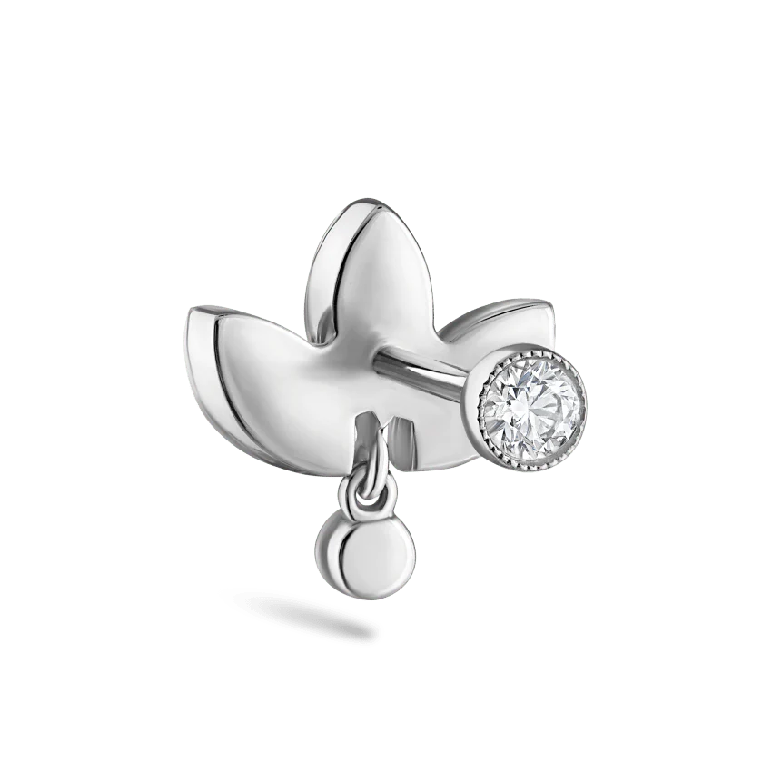 Invisible Diamond Lotus with Dangle Threaded Stud Earring - Image 5