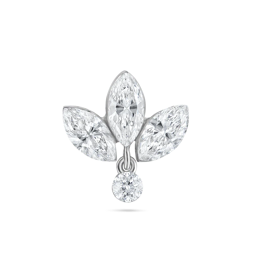 Invisible Diamond Lotus with Dangle Threaded Stud Earring With Titanium Backing - Image 4