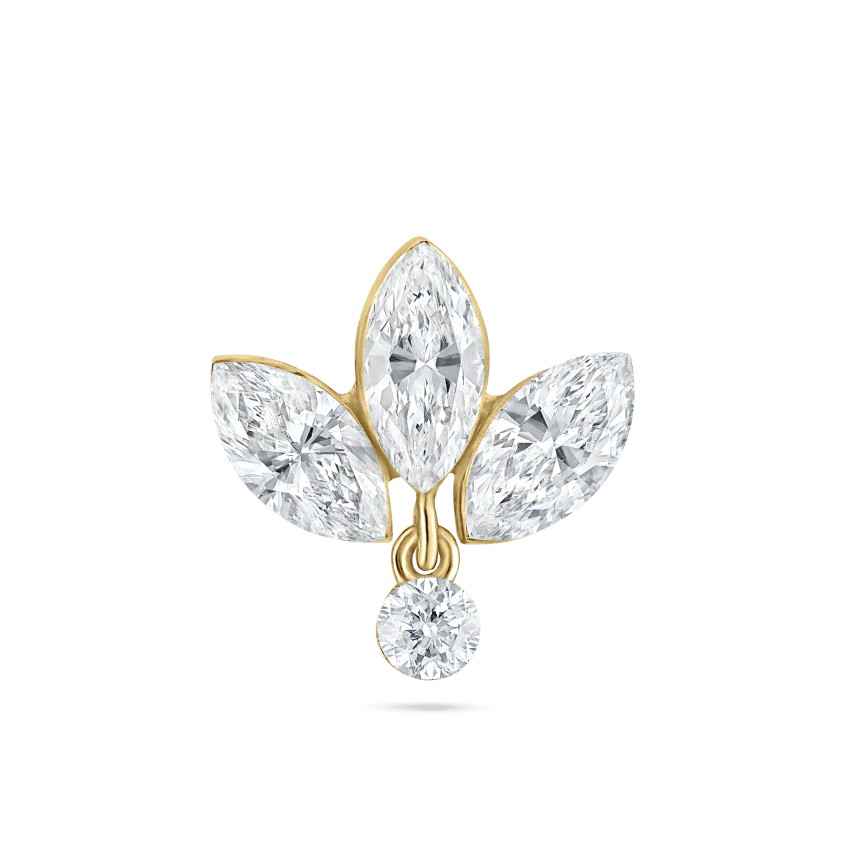 Invisible Diamond Lotus with Dangle Threaded Stud Earring With Titanium Backing - Image 8