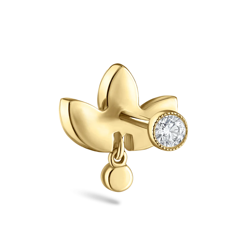 Invisible Diamond Lotus with Dangle Threaded Stud Earring With Titanium Backing - Image 9