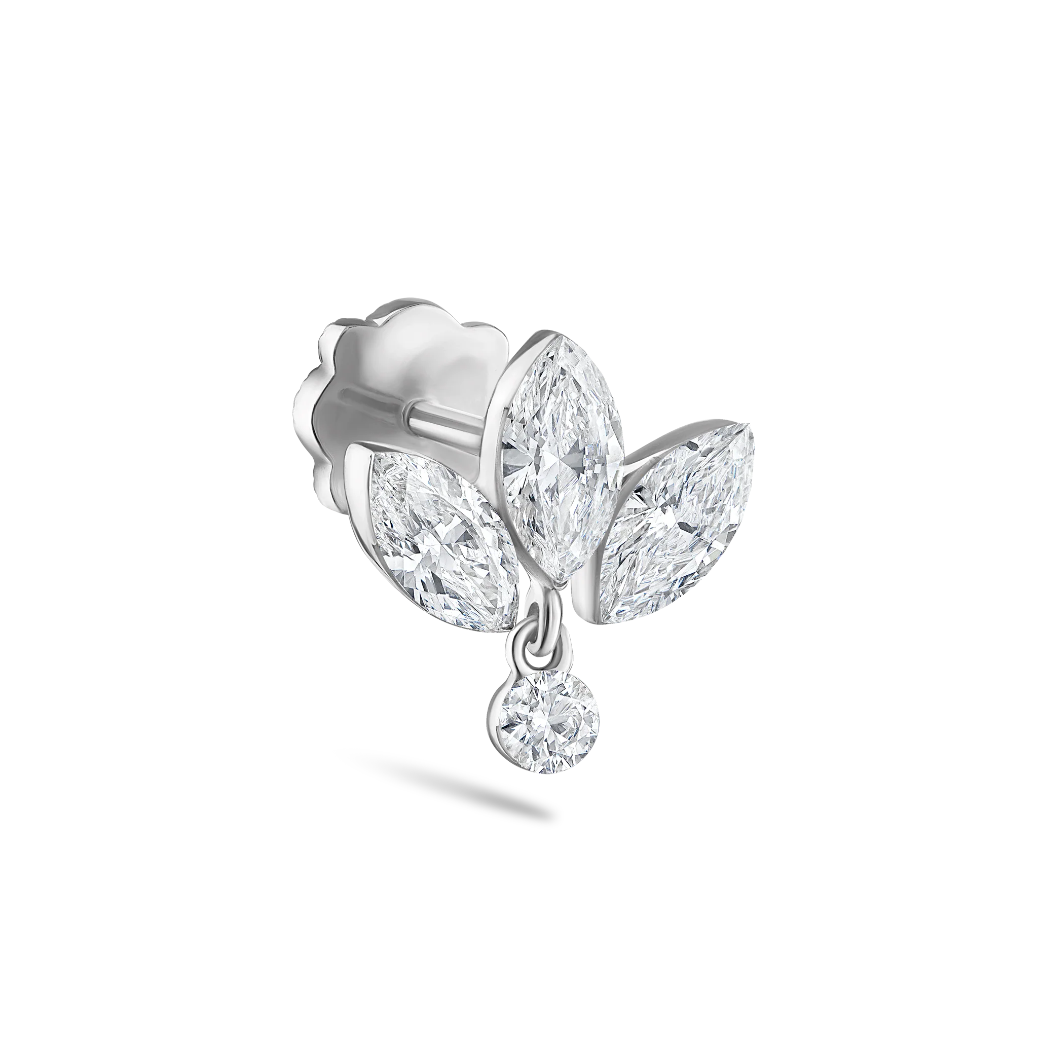 Invisible Diamond Lotus with Dangle Threaded Stud Earring