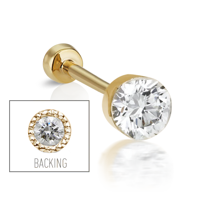 Invisible Diamond Threaded Stud Earring with Diamond Back - Image 15
