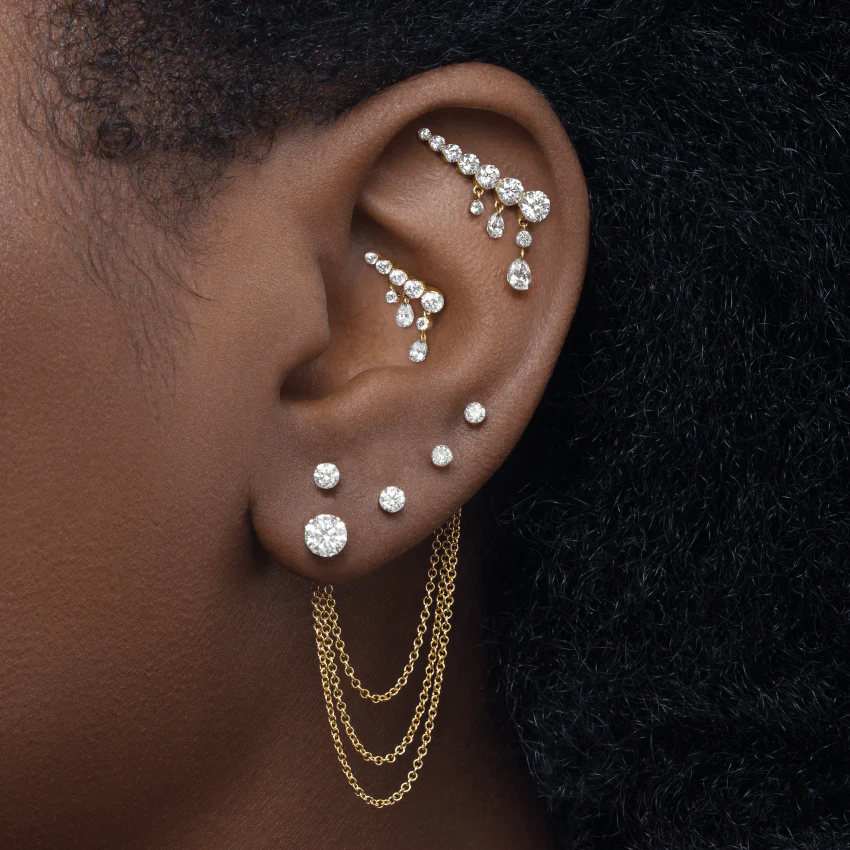 Invisible Diamond Threaded Stud Earring with Diamond Back - Image 24