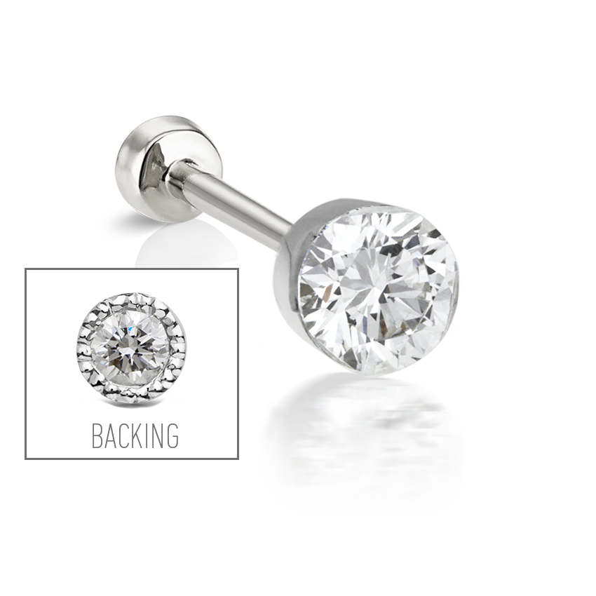 Invisible Diamond Threaded Stud Earring with Diamond Back - Image 3