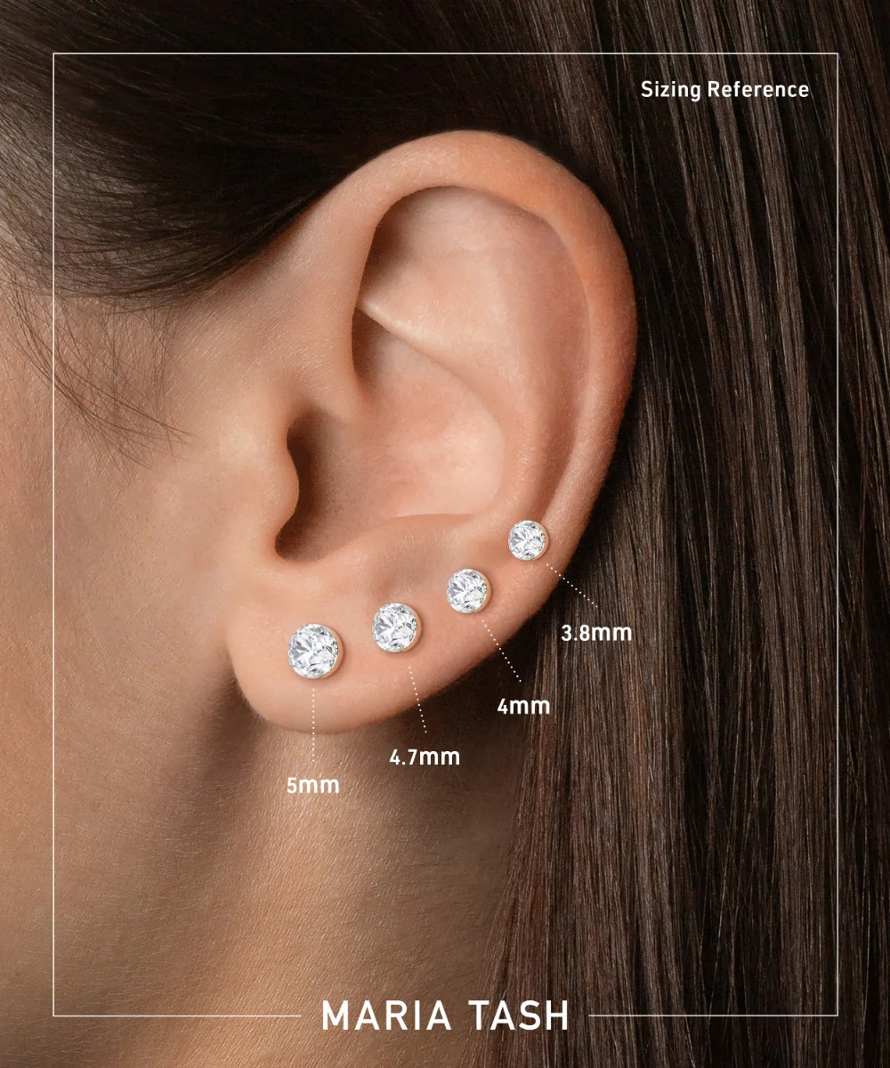 Invisible Diamond Threaded Stud Earring with Diamond Back - Image 4