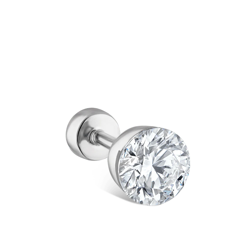 Invisible Diamond Threaded Stud Earring with Diamond Back - Image 5