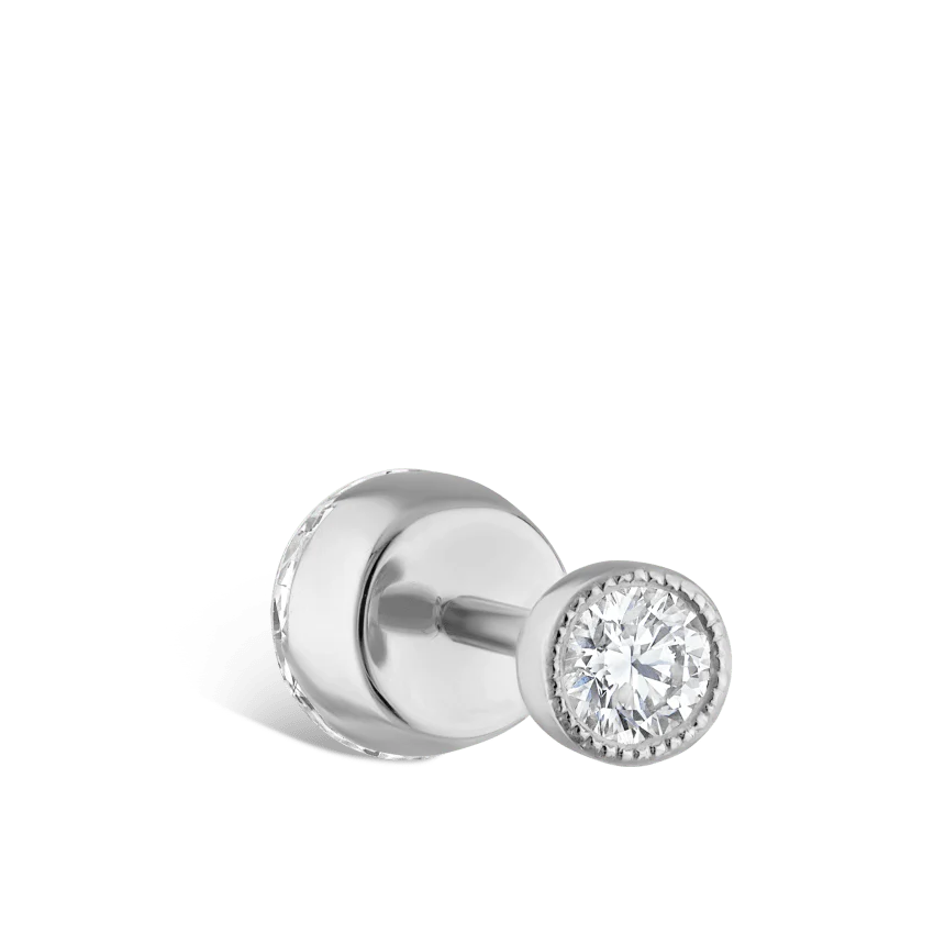 Invisible Diamond Threaded Stud Earring with Diamond Back - Image 7