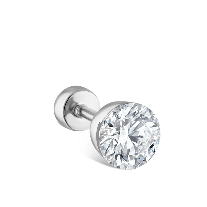 Invisible Diamond Threaded Stud Earring with Diamond Back - Image 8