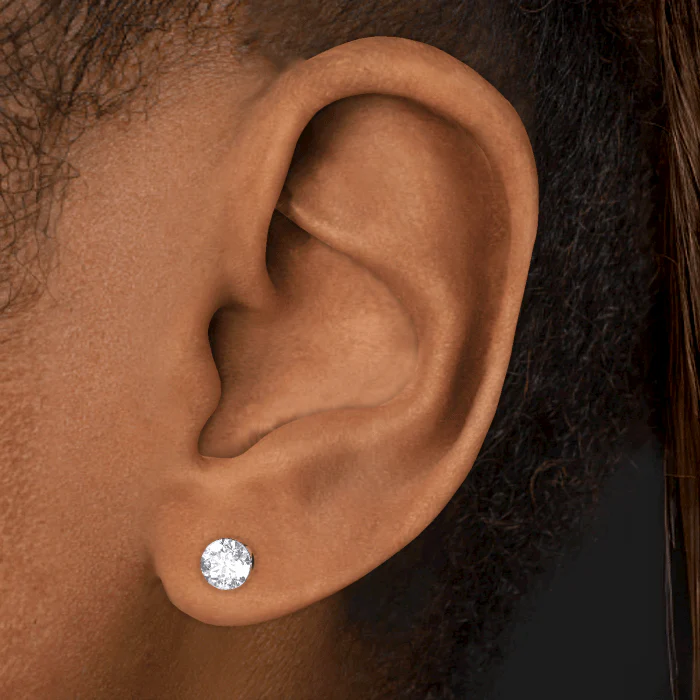 Invisible Diamond Threaded Stud Earring with Diamond Back - Image 9