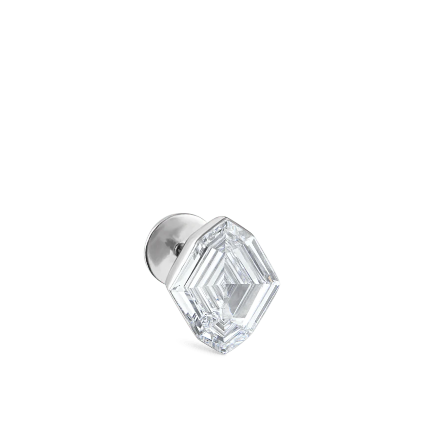 Invisible Set "Ace of Diamonds" Threaded Stud Earring With Titanium Backing