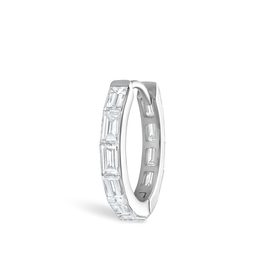 Invisible Set Baguette Diamond Eternity Hoop Earring - Image 14