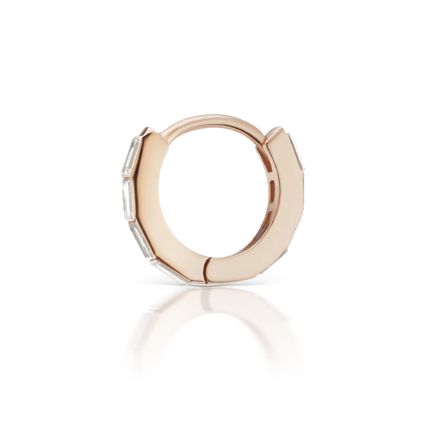 Invisible Set Baguette Diamond Eternity Hoop Earring - Image 37