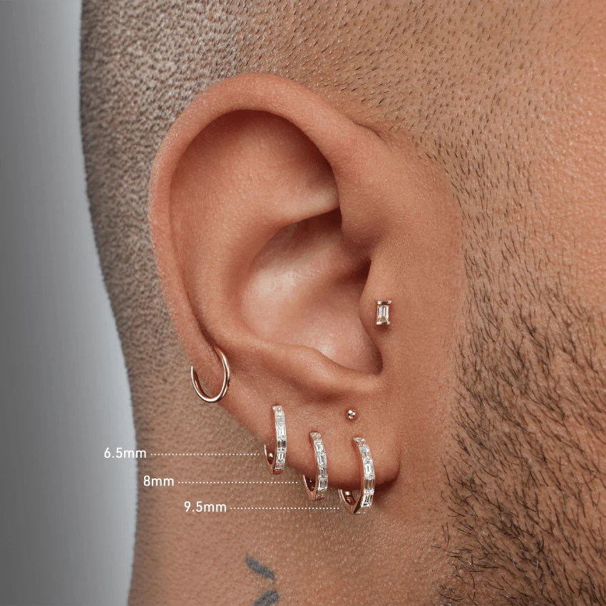 Invisible Set Baguette Diamond Eternity Hoop Earring - Image 40