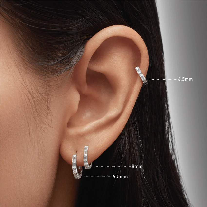 Invisible Set Baguette Diamond Eternity Hoop Earring - Image 44