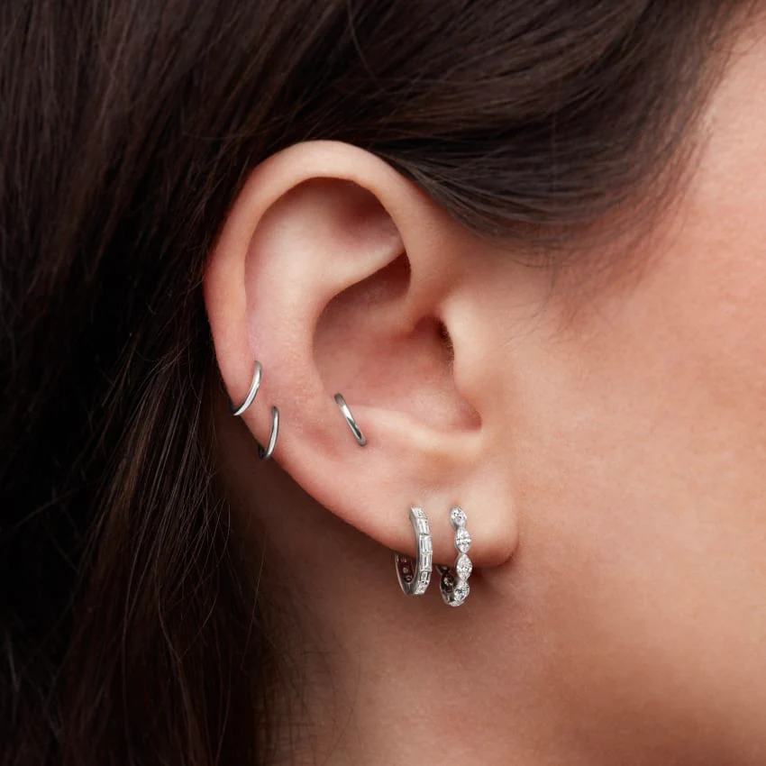 Invisible Set Baguette Diamond Eternity Hoop Earring - Image 47