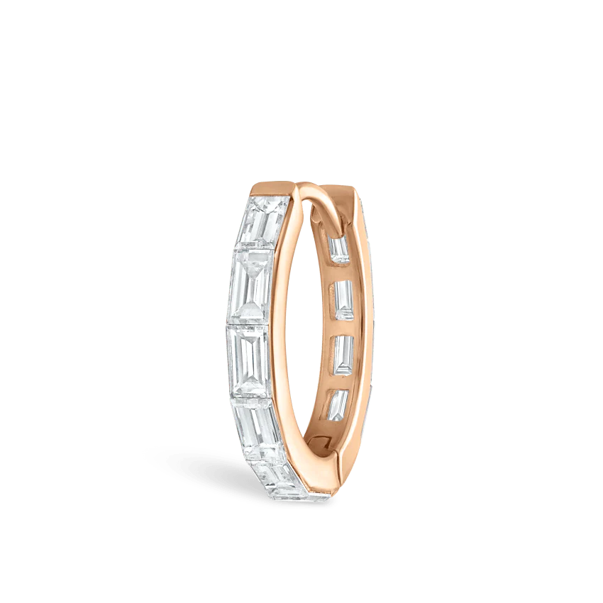 Invisible Set Baguette Diamond Eternity Hoop Earring - Image 48
