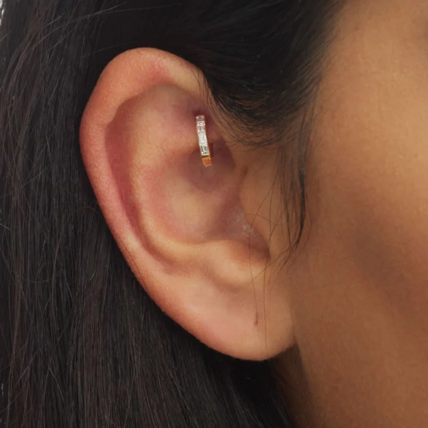 Invisible Set Baguette Diamond Eternity Hoop Earring - Image 55