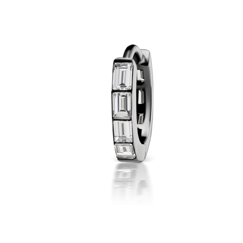 Invisible Set Baguette Diamond Eternity Hoop Earring - Image 58