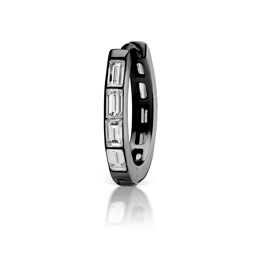 Invisible Set Baguette Diamond Eternity Hoop Earring - Image 63