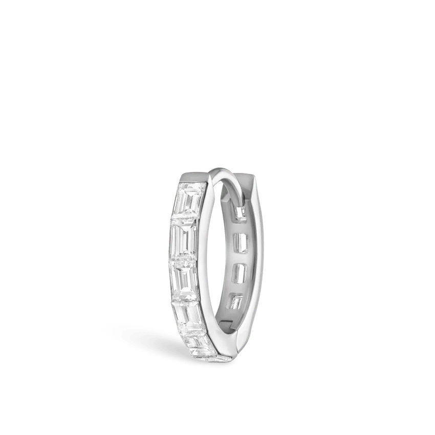 Invisible Set Baguette Diamond Eternity Hoop Earring - Image 7