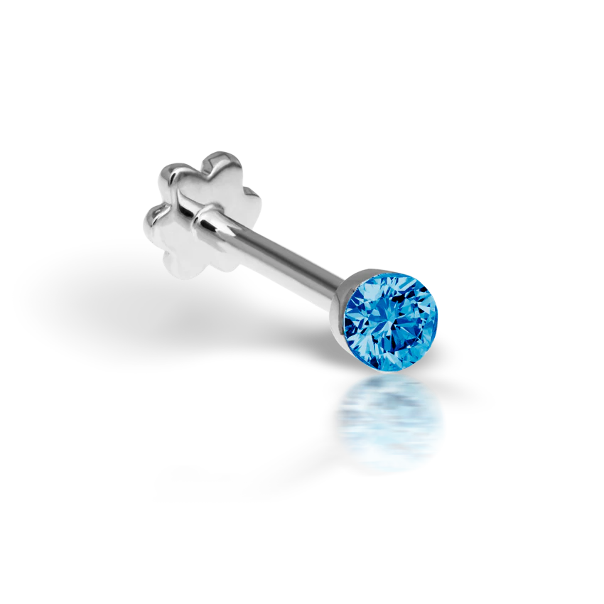 Invisible Set Blue Diamond Threaded Stud Earring With Titanium Backing - Image 3