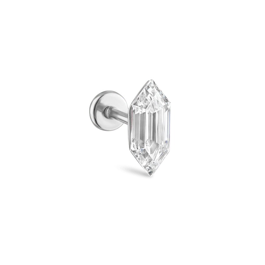 Invisible Set Chevronelle Cut Diamond Threaded Stud Earring With Titanium Backing
