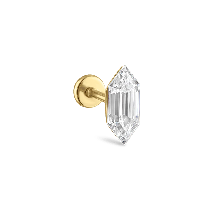 Invisible Set Chevronelle Cut Diamond Threaded Stud Earring With Titanium Backing - Image 4
